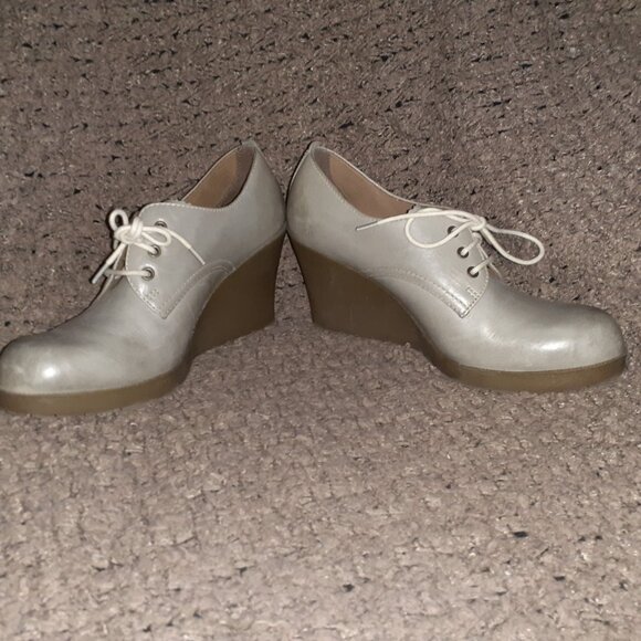 DOC DR. MARTENS-Mimi Wedge-Grey Smooth Leather-Slightly Distressed Look-Sz 8-EX - Picture 5 of 8